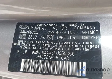 2023 Hyundai Elantra Hybrid Blue z USA, uszkodzony, nr VIN KMHLM4AJ3PU059056
